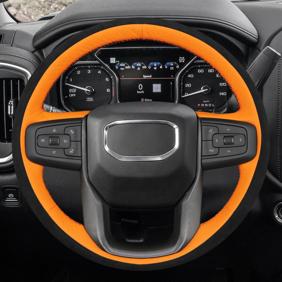 Hand-Stitched Steering Wheel Cover for GMC Sierra & Yukon Models