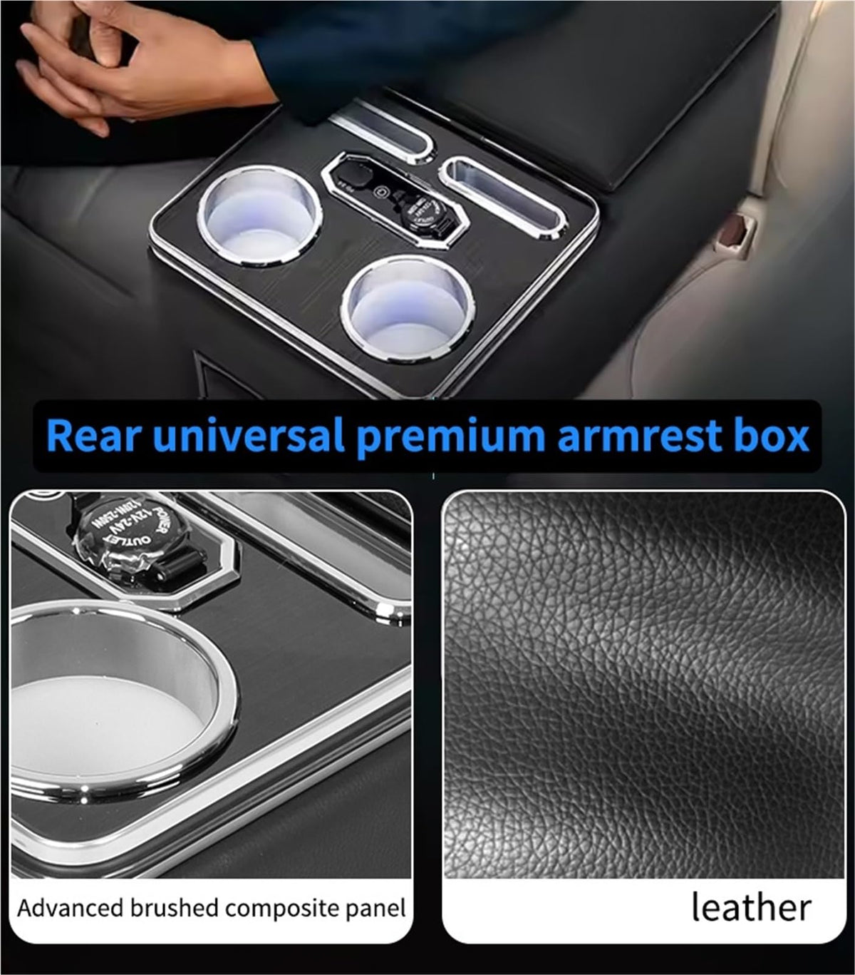 Center Console Organizer with 7-Color Ambient Lighting