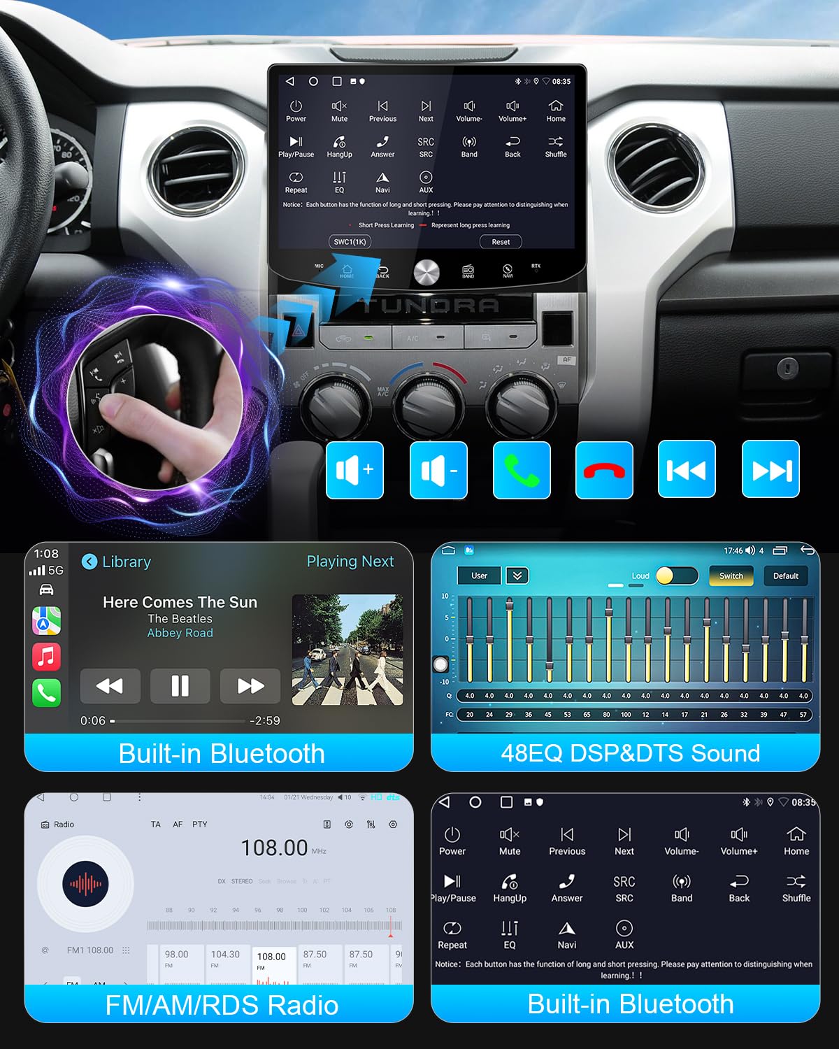 Qualcomm Car Radio Stereo for Toyota Tundra 2007-2013 Sequoia 2007-2022