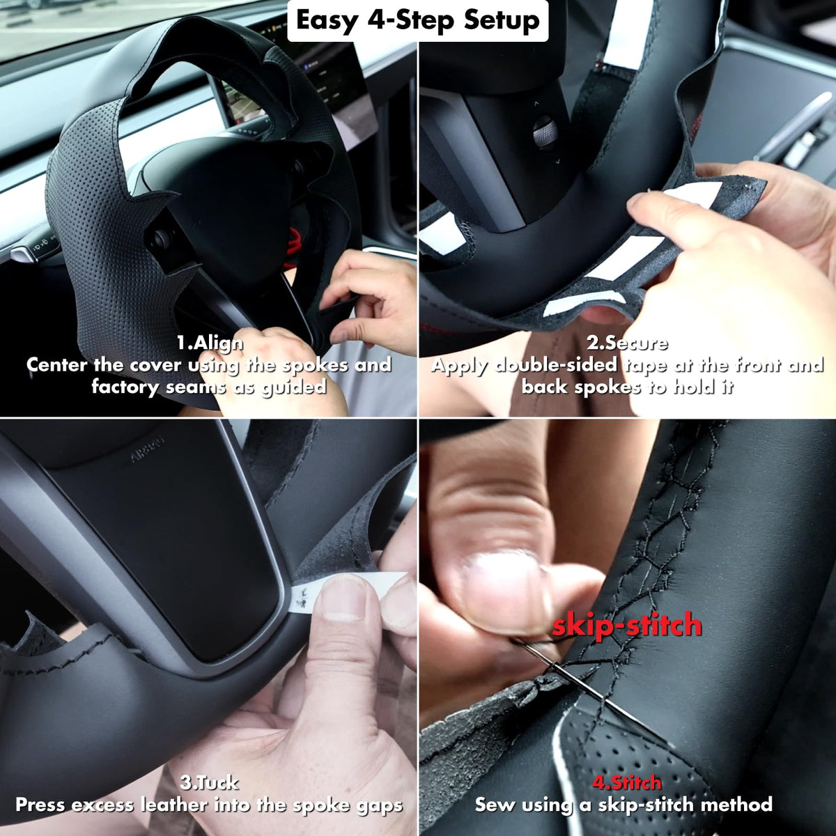MEWANT Steering Wheel Cover for Tesla Model 3 Model Y 2020 30 Min Install