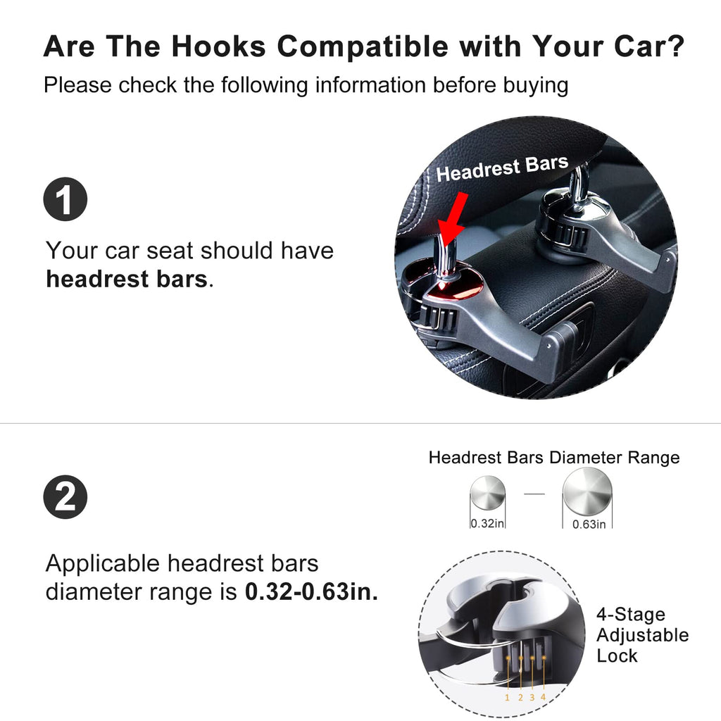 Universal 360° Car Headrest Hook with Phone Holder