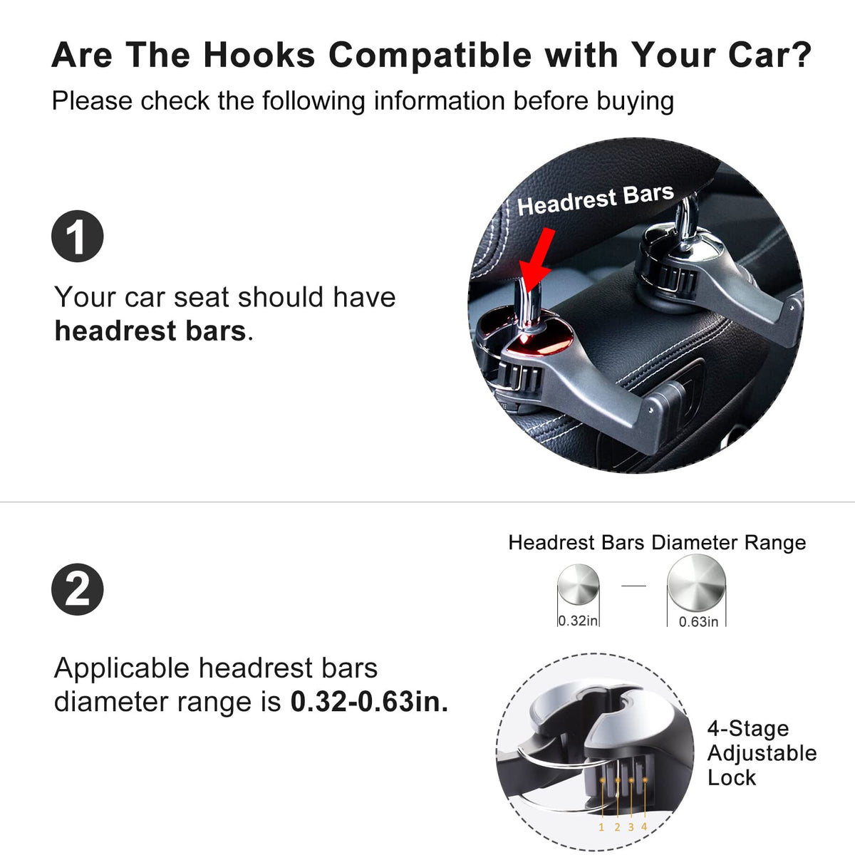 Universal 360° Car Headrest Hook with Phone Holder