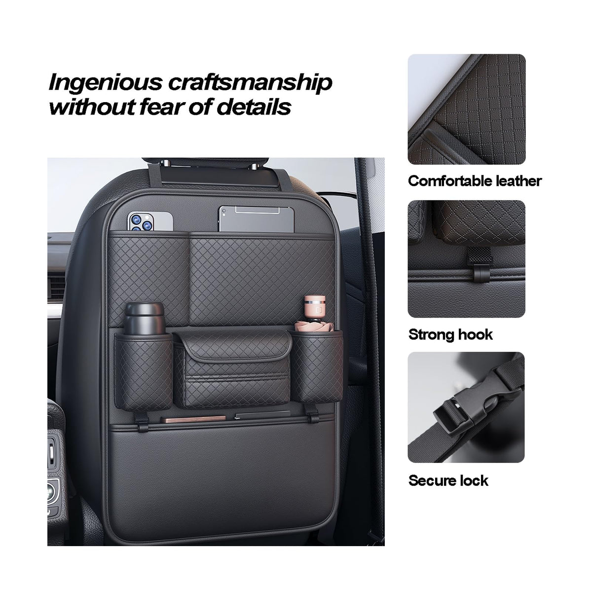 Universal Car Seat Back Organizer with Cup Holder