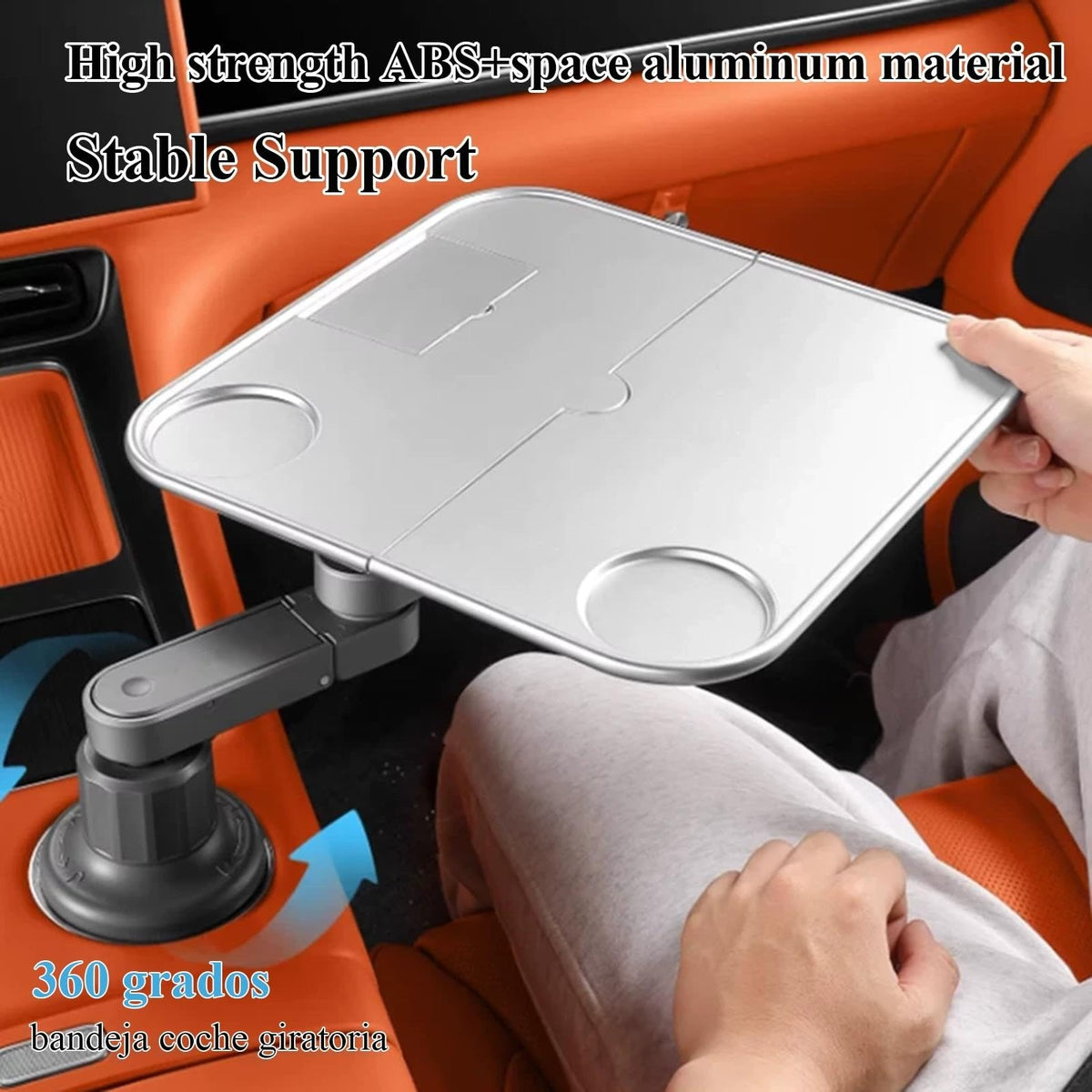 Car Cup Holder Tray with Storage，Car Desk for Laptop