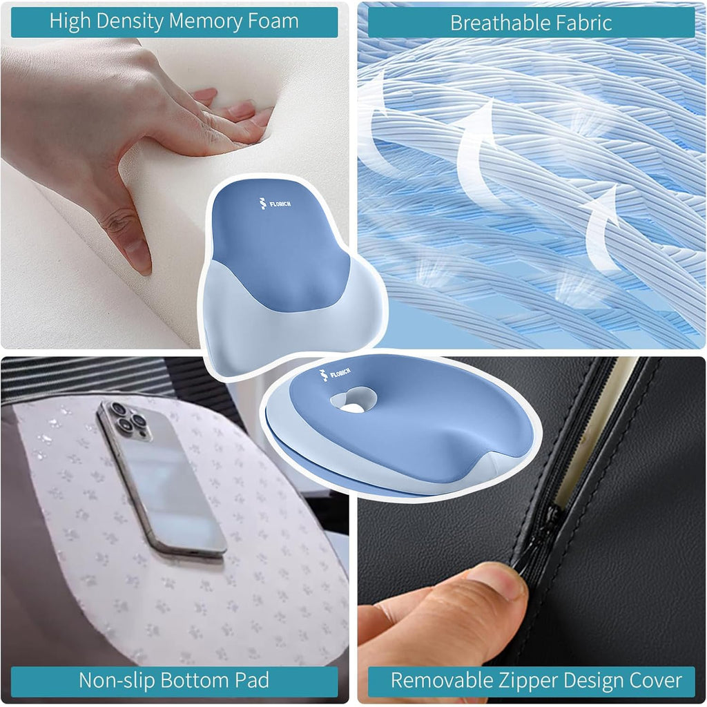 Memory Foam Seat Cushion & Lumbar Support Pillow Set