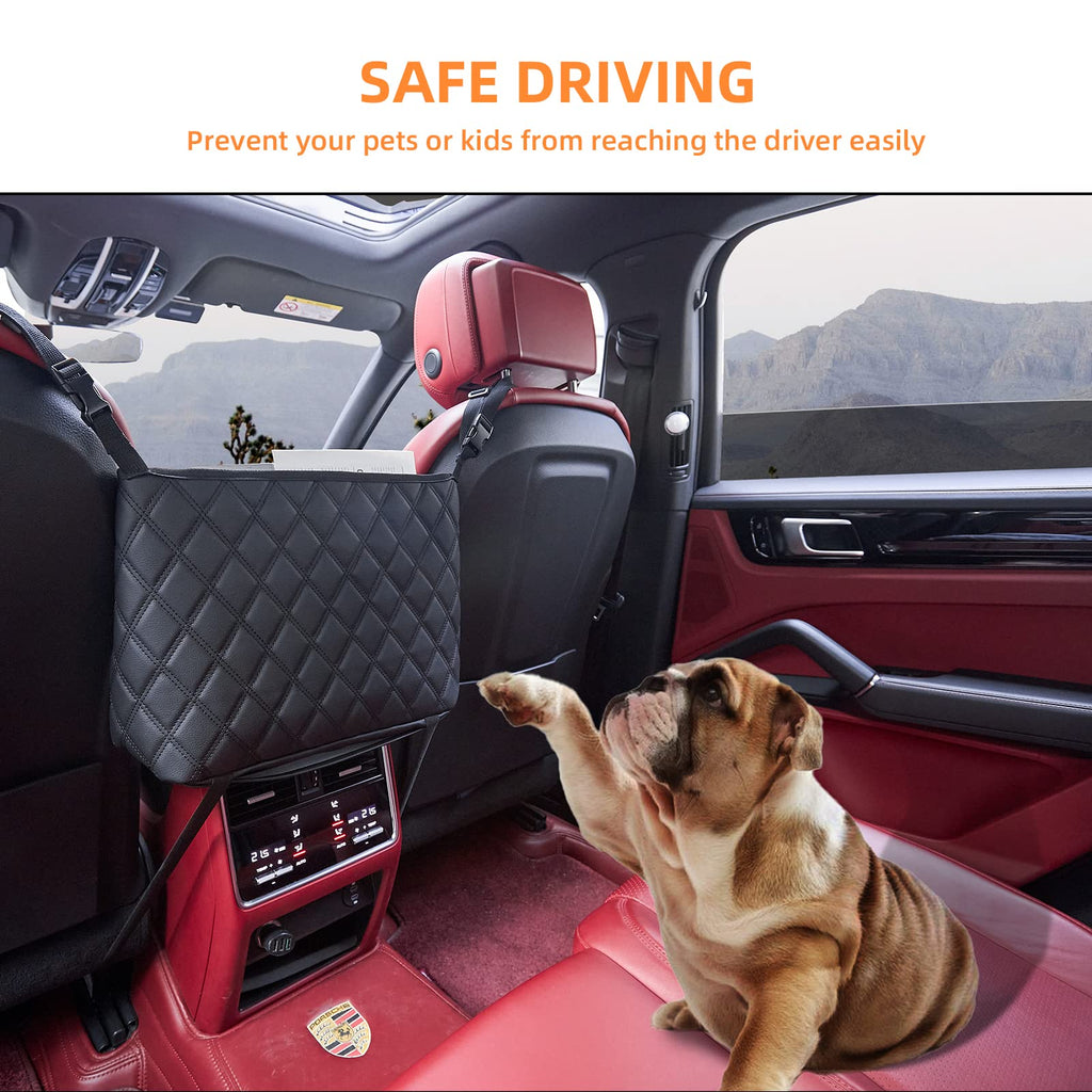 Car Net Pocket Handbag Holder & Between-Seat Storage Organizer