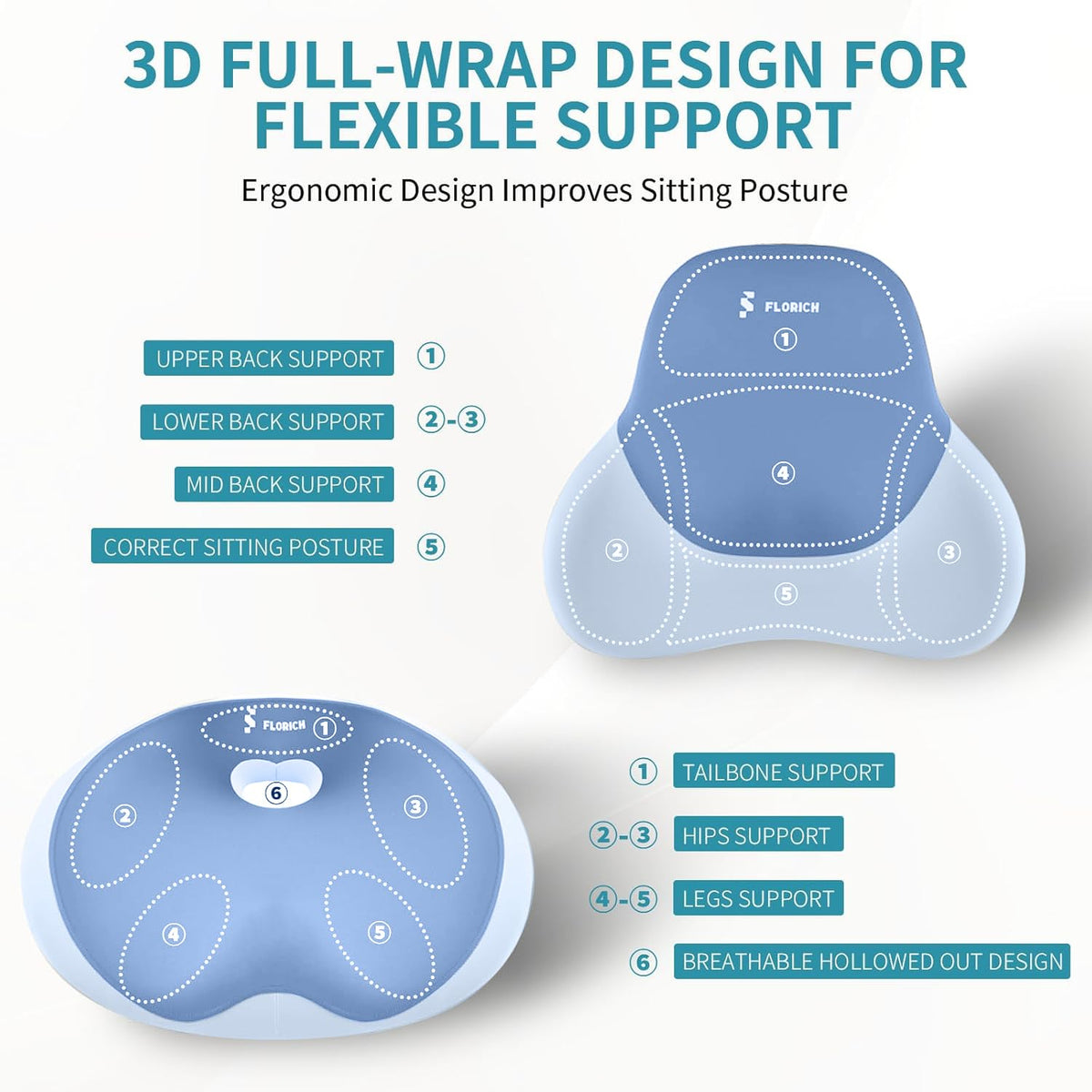 Memory Foam Seat Cushion & Lumbar Support Pillow Set