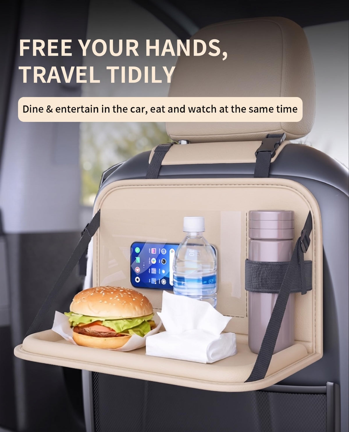 SportySizz Backseat Car Organizer with Foldable Tray & Tablet Holder