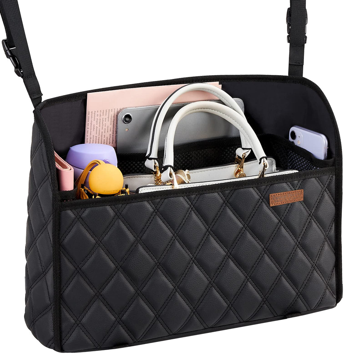 Car Net Pocket Handbag Holder & Between-Seat Storage Organizer