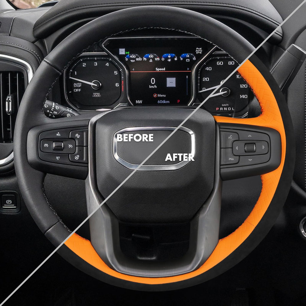 Hand-Stitched Steering Wheel Cover for GMC Sierra & Yukon Models