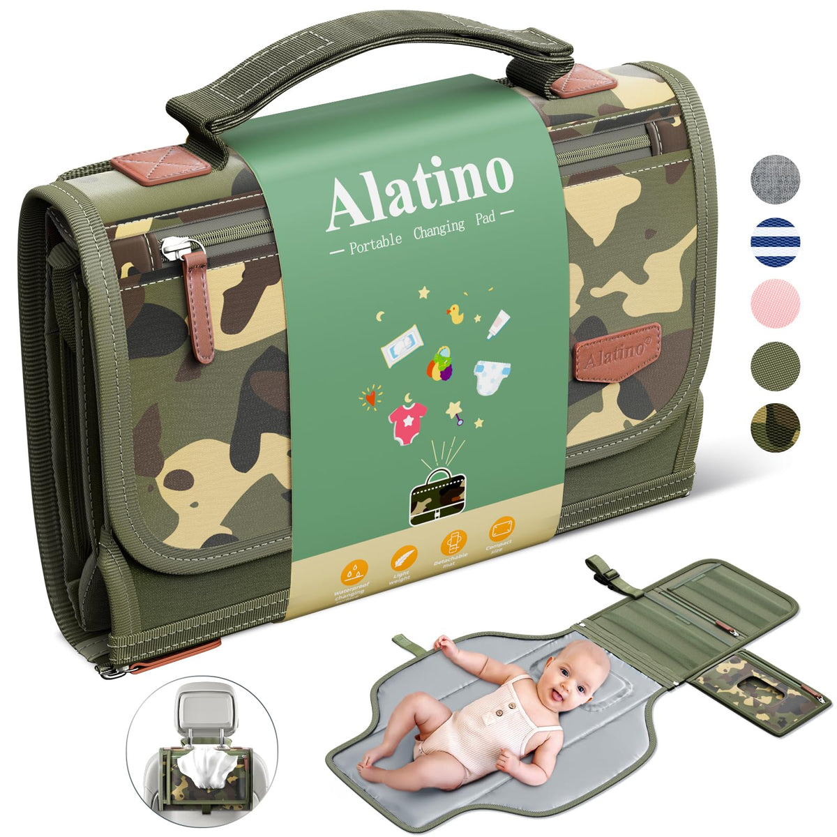 Alatino Portable Diaper Changing Pad for Baby
