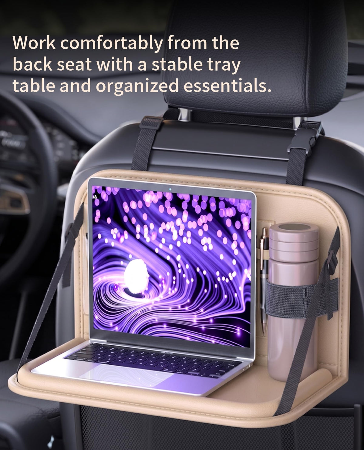 SportySizz Backseat Car Organizer with Foldable Tray & Tablet Holder