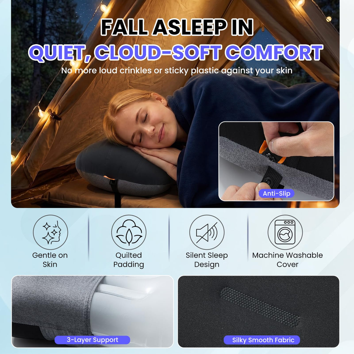Ultralight Inflatable Travel Pillow for Neck & Lumbar Support