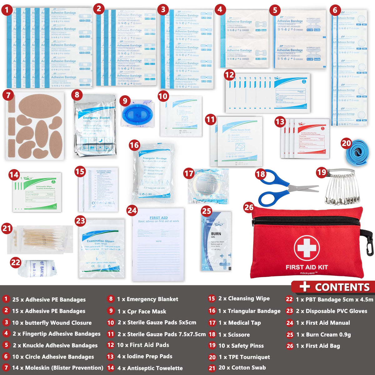 Emergency First Aid & Survival Kit for Car, Home & Travel