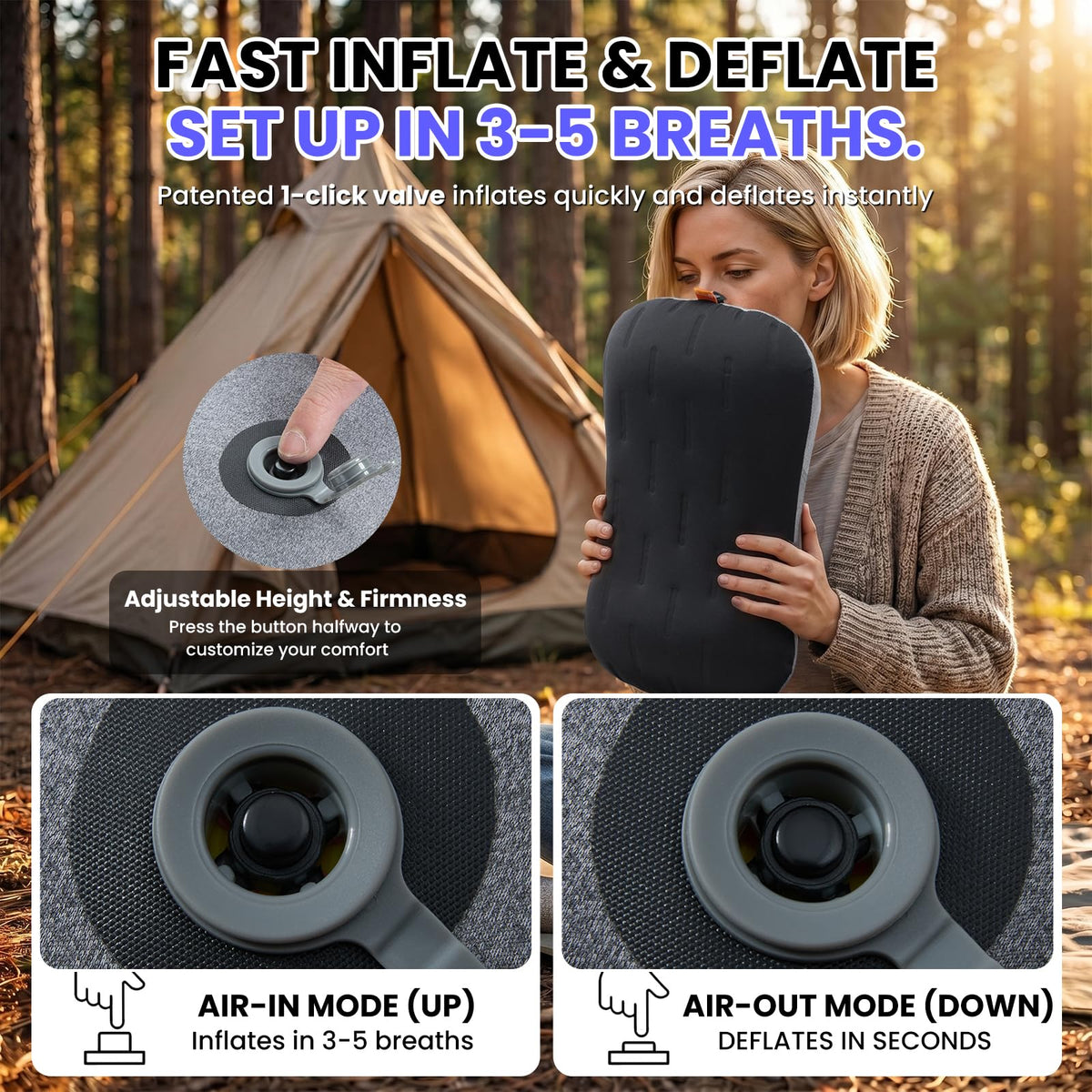 Ultralight Inflatable Travel Pillow for Neck & Lumbar Support