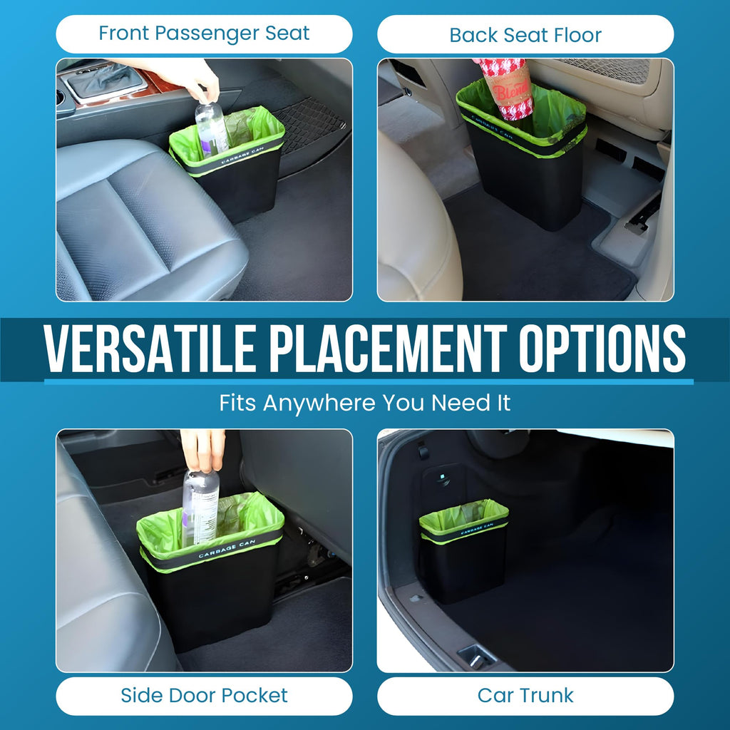 Car Trash Can, Leakproof Auto Garbage Bin with Stability Mat Clip