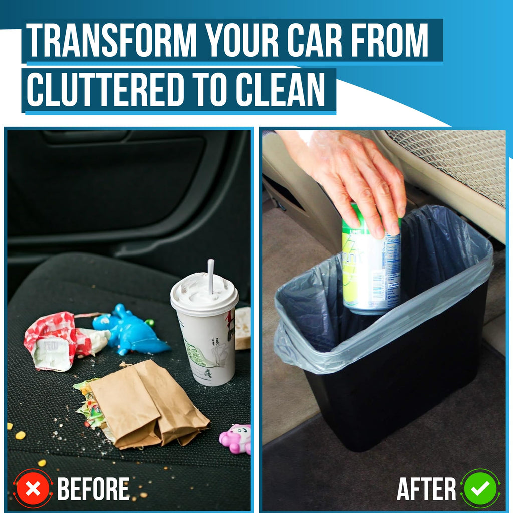 Car Trash Can, Leakproof Auto Garbage Bin with Stability Mat Clip