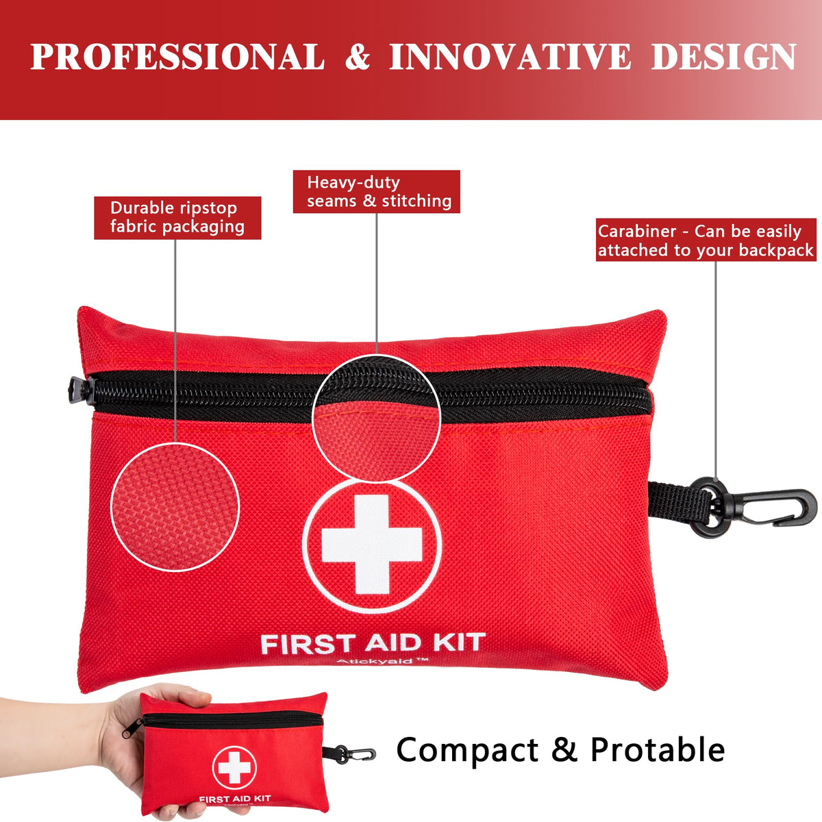 Emergency First Aid & Survival Kit for Car, Home & Travel